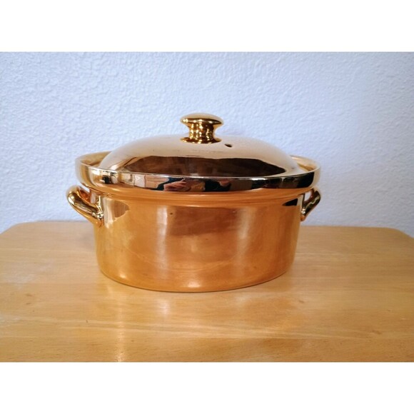 Vintage Hall Golden Glo Gold 2 Quart French Casserole Dish With Lid - Picture 5 of 11